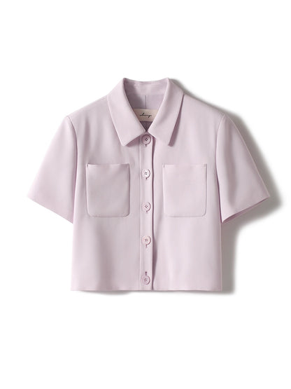 Xiaohan Pavilion Sakura Pink Fragrance Set Naia Eastman Acetate Retro Micro Profile Short Sleeve Jacket + Shorts