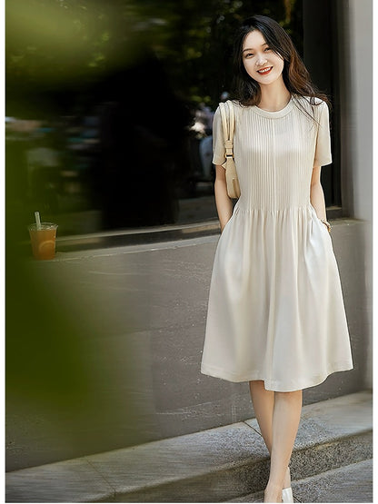 [QZI582450MG] Xiaohan Pavilion 24SS Haute Couture/Heavy Industry Tucker Pants Acetate Dress