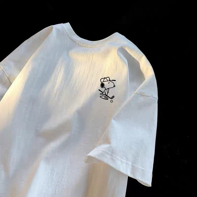 drew American trendy brand Crayon Shin-chan short-sleeved T-shirt men and women ins loose summer heavy cotton casual couple outfit