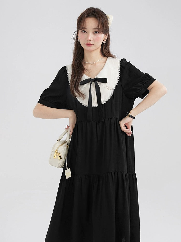 Love Rose Large Size Pear Shape Black Dress Design Niche Summer Fat MM Covering Belly and Hiding Meat Skirt for Women