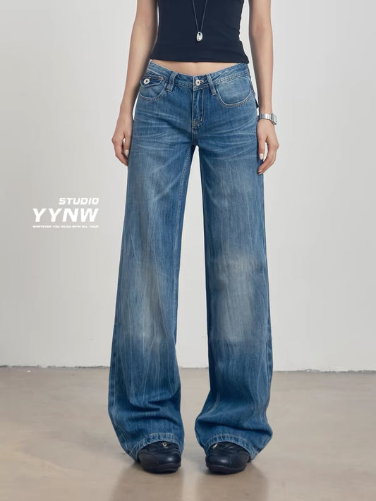 Women's Low-Rise Lyocell Tencel Wide-Leg Jeans – Summer 2026 New Arrival: Loose, Slimming, Straight-Leg, Drapey Floor-Length Style