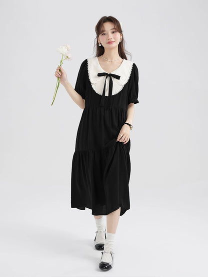 Love Rose Large Size Pear Shape Black Dress Design Niche Summer Fat MM Covering Belly and Hiding Meat Skirt for Women