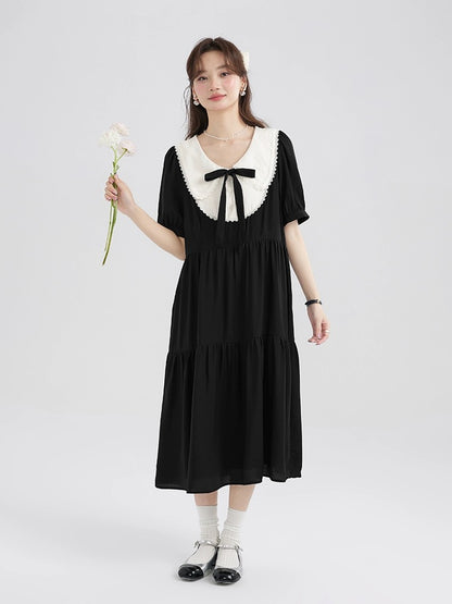 Love Rose Large Size Pear Shape Black Dress Design Niche Summer Fat MM Covering Belly and Hiding Meat Skirt for Women