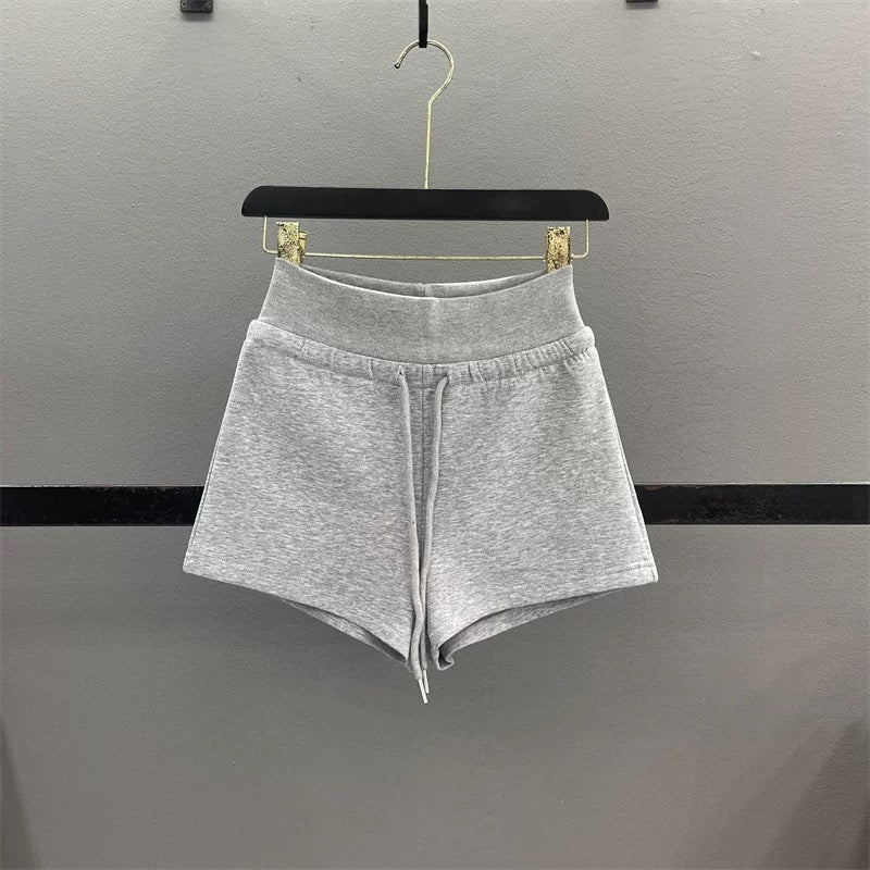 Yellow casual sports shorts women 2025 summer American sexy hot girl high waist drawstring A-line wide leg pants hot pants