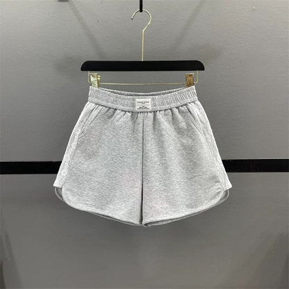 Pink lace splicing sports shorts women 2025 summer new high waist slim A-line wide leg casual pants hot pants