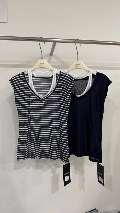 2025 Summer New Women's Fashion All-match Loose Slim Striped Short-sleeved T-shirt Women