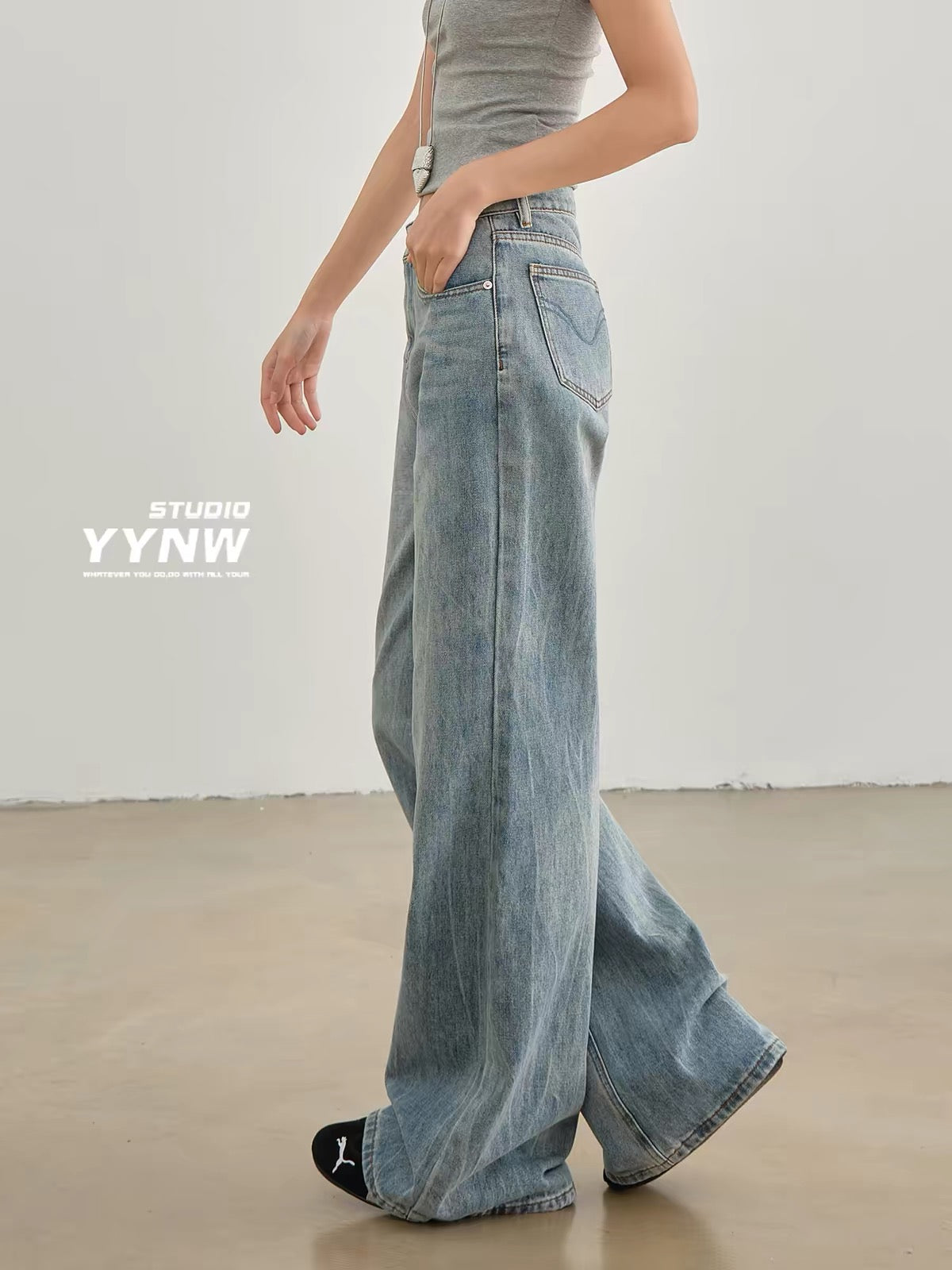 Women's Premium Lyocell Tencel Wide-Leg Jeans (Summer 2026 New Arrival) – Loose, Slimming, Drapey Floor-Length Style