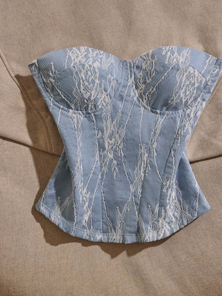Pure desire style lace splicing camisole vest for women to wear inside and outside, design sense, niche waist sleeveless tube top trend