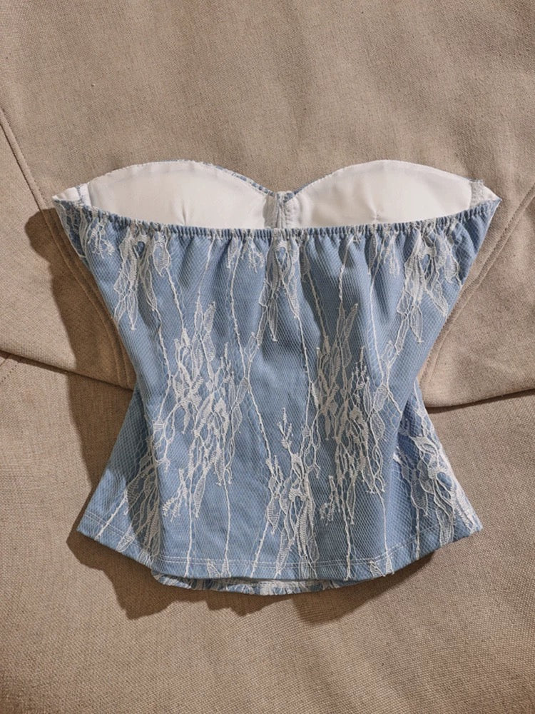 Pure desire style lace splicing camisole vest for women to wear inside and outside, design sense, niche waist sleeveless tube top trend