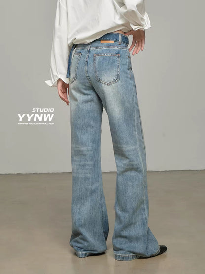 Women's Summer 2026 New Wide-Leg Jeans with Belt: High-Waisted, Versatile, Slimming, Loose-Fit Floor-Length Trousers