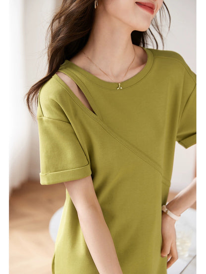 Mohan Yimei loose casual dress 2024 new summer fashion versatile basic pullover dress for women