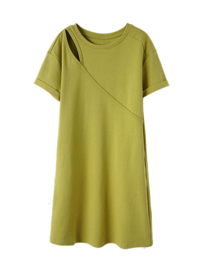 Mohan Yimei loose casual dress 2024 new summer fashion versatile basic pullover dress for women