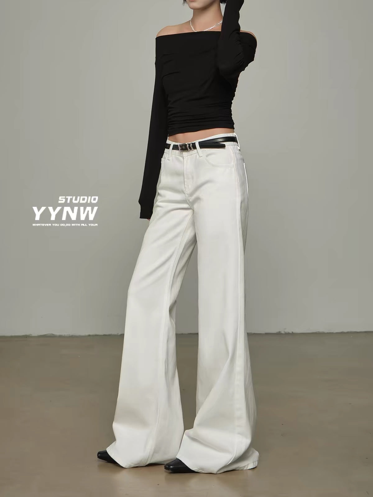 Women's High-Waisted Tencel™ Lyocell White Bootcut Jeans (2026 New Style) – Slimming, Non-Clinging, Floor-Length Flare Cut