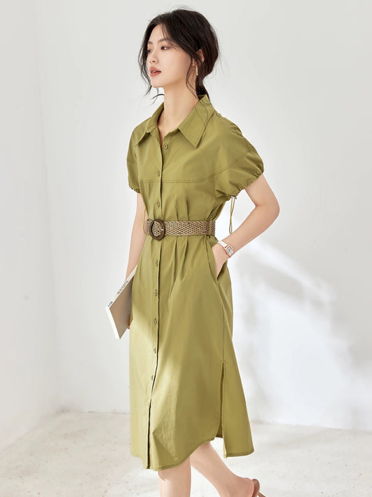Mohan Yimei Raglan Sleeve Waist Dress 2024 Summer New Style Fashionable French Slim Women's Dress