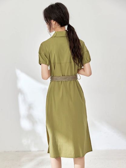Mohan Yimei Raglan Sleeve Waist Dress 2024 Summer New Style Fashionable French Slim Women's Dress