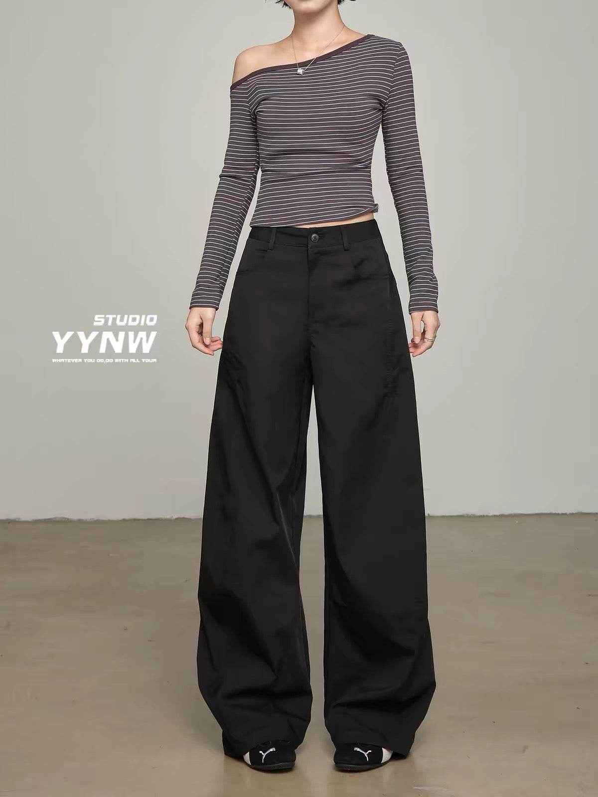 Women's American Retro White Wide-Leg Casual Pants – Summer 2026 New Arrival: High-Waisted, Loose, Slimming, Drapey "Scimitar" Cut Trousers