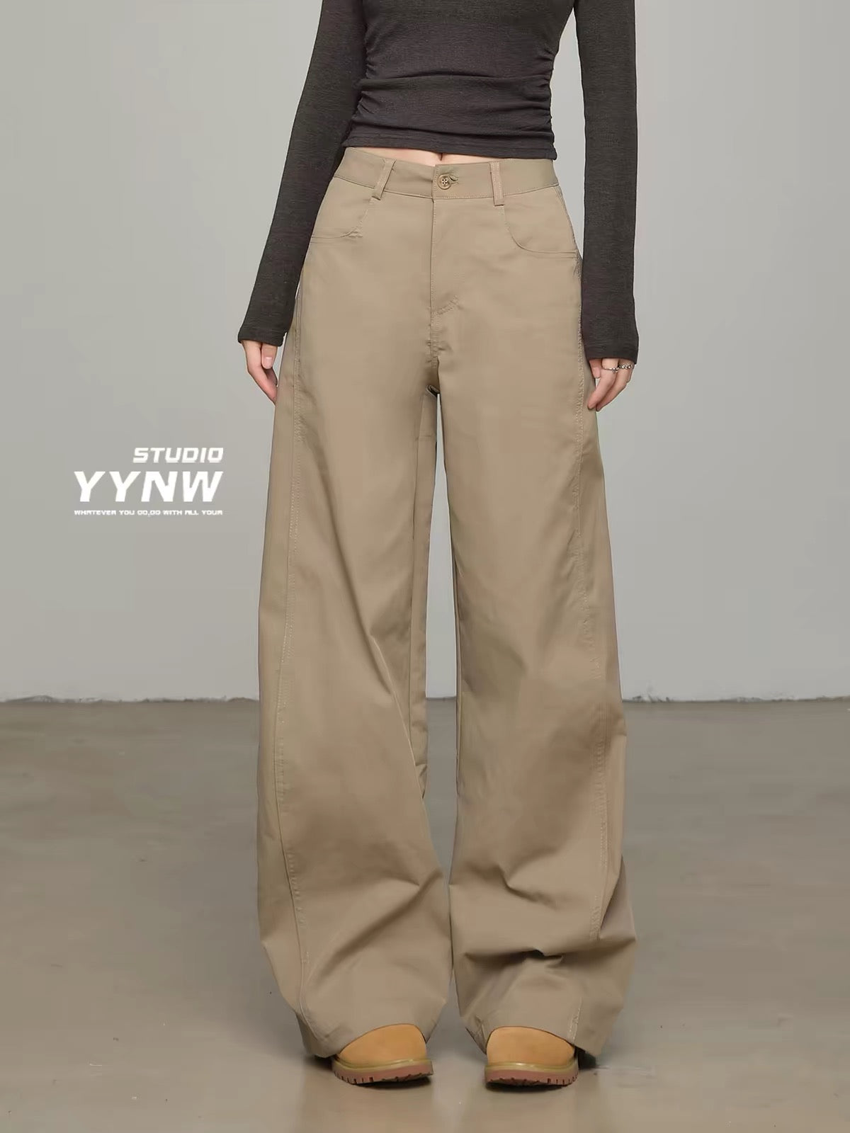 Women's American Retro White Wide-Leg Casual Pants – Summer 2026 New Arrival: High-Waisted, Loose, Slimming, Drapey "Scimitar" Cut Trousers