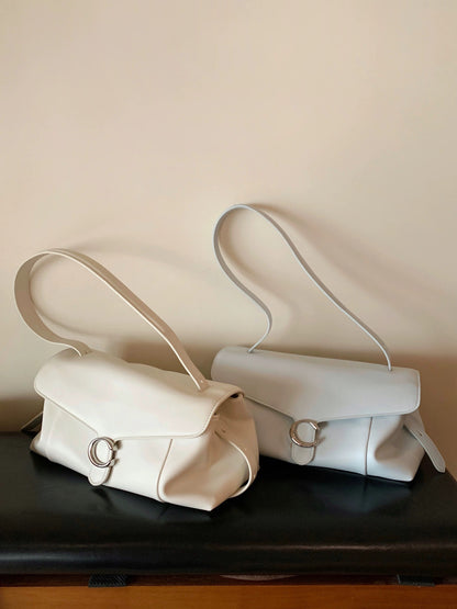 Chio2nd White Moon Underarm Bag for Women, 2026 New Style, High-End C-Buck Baguette Bag, Shoulder Bag/Crossbody Bag