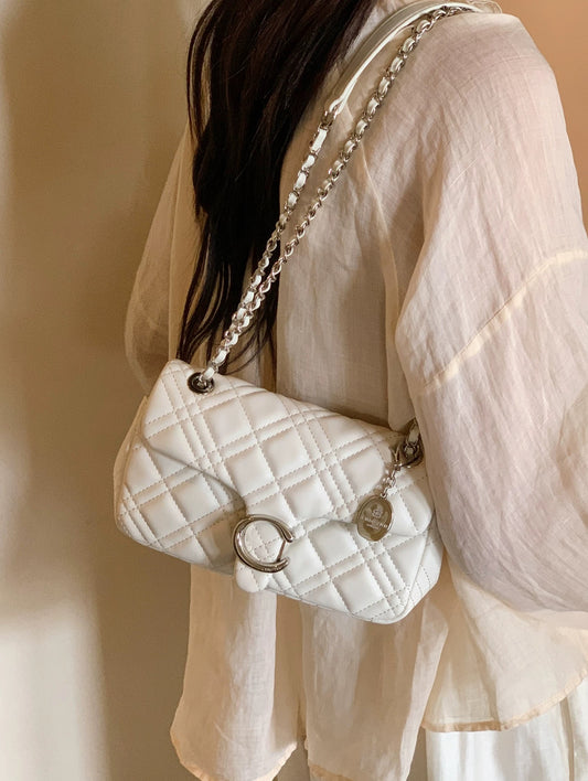 Chio2nd Feast Small Square Bag for Women, 2026 New Style, Exquisite Diamond Pattern Chain Bag, Shoulder Bag/Crossbody Bag