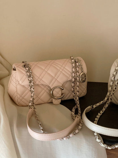 Chio2nd Feast Small Square Bag for Women, 2026 New Style, Exquisite Diamond Pattern Chain Bag, Shoulder Bag/Crossbody Bag
