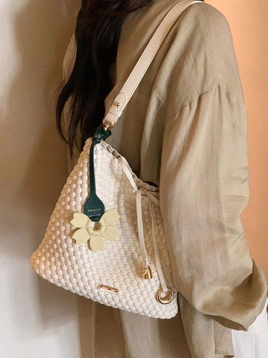 Chio2nd Summer Floral Woven Tote Bag for Women, Aesthetic Beach Bag, Shoulder Bag, Crossbody Bag