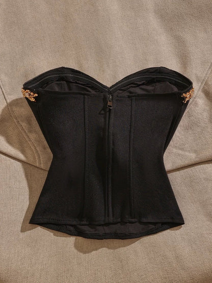 Black diamond-studded herringbone camisole for women to wear as an inner layer or outer layer, sexy, pure, hot girl tube top, slimming top