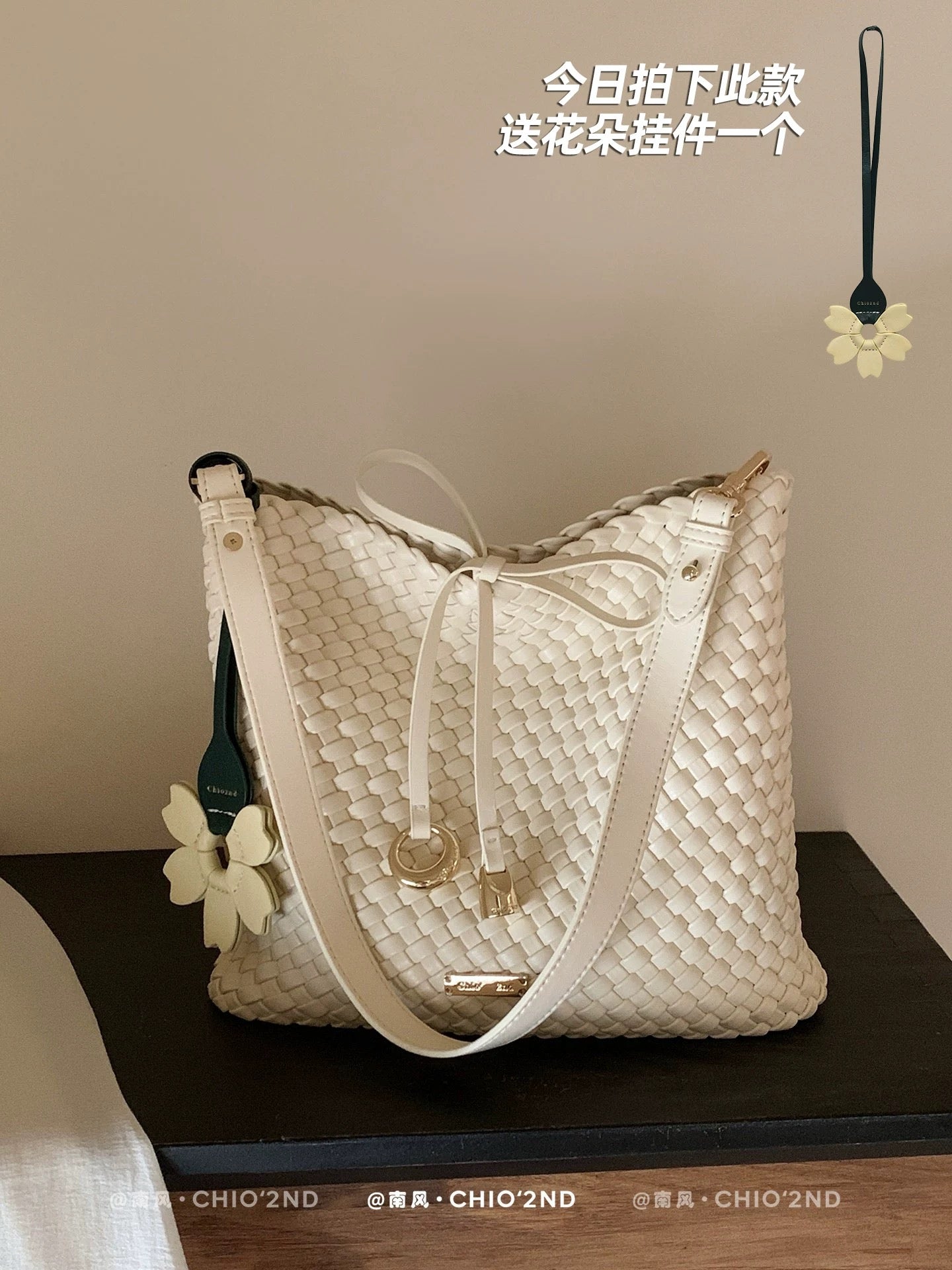Chio2nd Summer Floral Woven Tote Bag for Women, Aesthetic Beach Bag, Shoulder Bag, Crossbody Bag