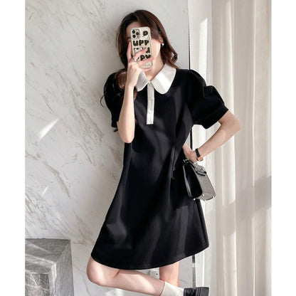 Tangshi pastoral style small fresh dress for women 2024 new A-line skirt small slim Polo collar skirt e5