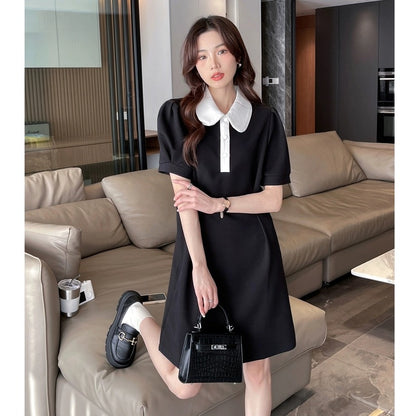 Tangshi pastoral style small fresh dress for women 2024 new A-line skirt small slim Polo collar skirt e5