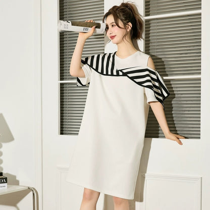 Tangshi off-the-shoulder dress women's summer 2024 new skirt loose casual summer dress small temperament women's wear e4