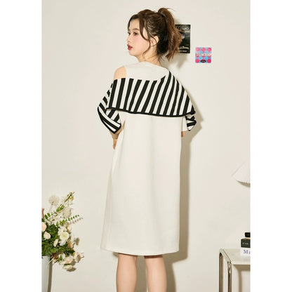 Tangshi off-the-shoulder dress women's summer 2024 new skirt loose casual summer dress small temperament women's wear e4