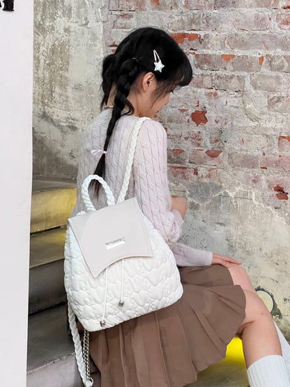 Lu Xiaochuan original niche autumn and winter high-end hot girl leopard print stitching plush backpack casual student school bag
