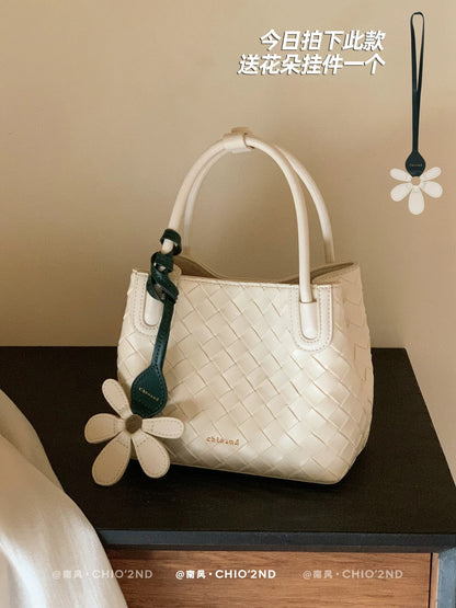 Chio2nd Floral Bucket Bag for Women, Summer Chic Style, Handbag, Woven Shoulder Bag, Crossbody Bag
