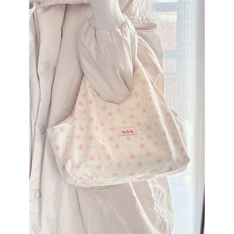 Cute canvas bag for women 2024 new large capacity girl handbag printed hand bag casual versatile tote bag