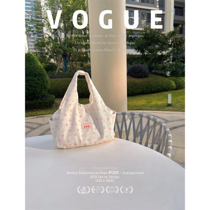Cute canvas bag for women 2024 new large capacity girl handbag printed hand bag casual versatile tote bag
