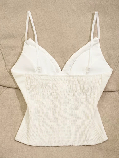 French pure desire style heavy diamond camisole vest for women slim short style outer wear sexy beautiful back hot girl v-neck top