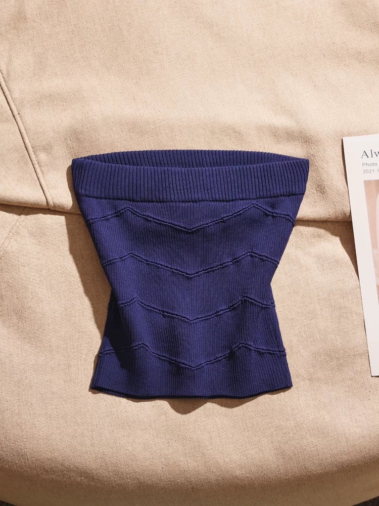 Sweet and spicy chic knitted tube top for women in summer, one-shoulder slim short camisole top, pure and sexy