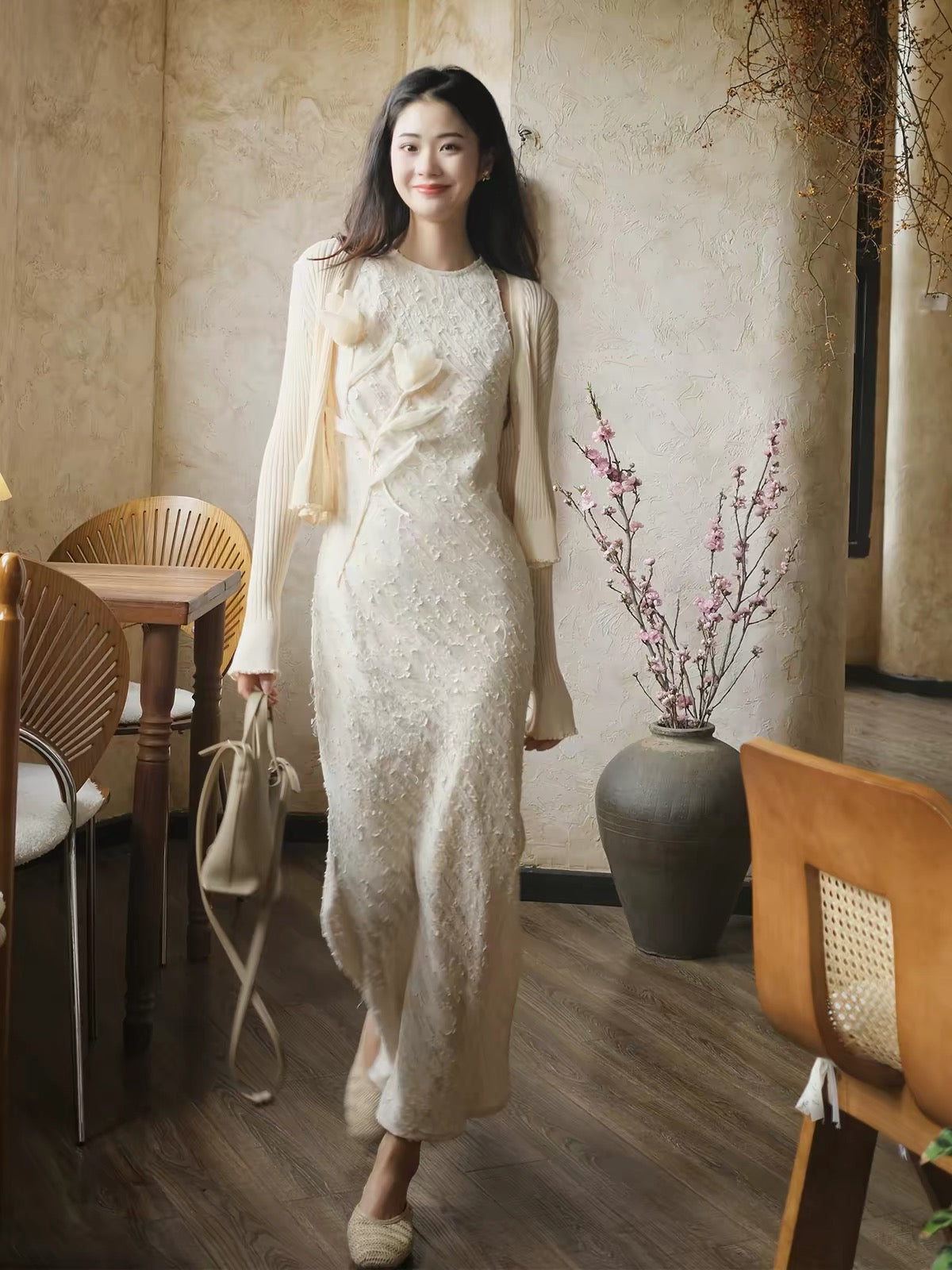 LAZYZ Women's Summer 2026 New Arrival: Sophisticated Tencel Sleeveless Dress – French Vintage Style with Intricate Detailing
