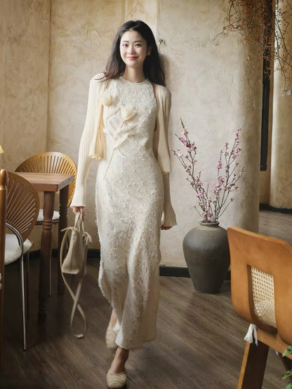 LAZYZ Women's Summer 2026 New Arrival: Sophisticated Tencel Sleeveless Dress – French Vintage Style with Intricate Detailing