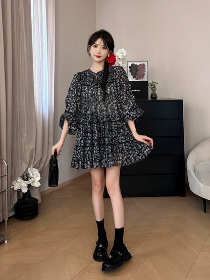 SE A Roast Goose [Annie's Poetry] 2024 Spring New Women's Floral Long-Sleeved Dress Looks Thin and Reduces Age