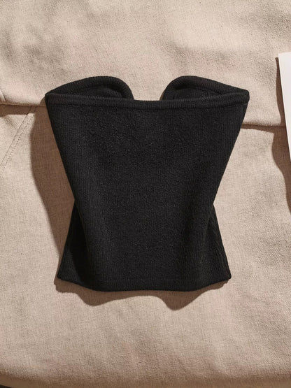Sweet and spicy knitted U-neck tube top vest for women to wear inside and outside, one-shoulder pure hot girl style suspender top