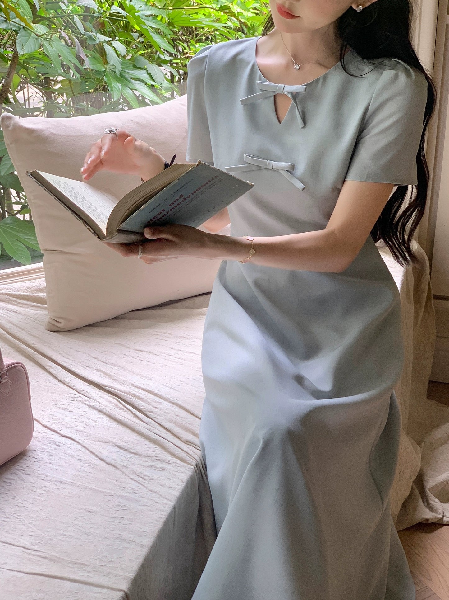 SE A Roast Goose Lady Bird Dress Women's Summer Casual Outing Elegant Light Color Long Dress