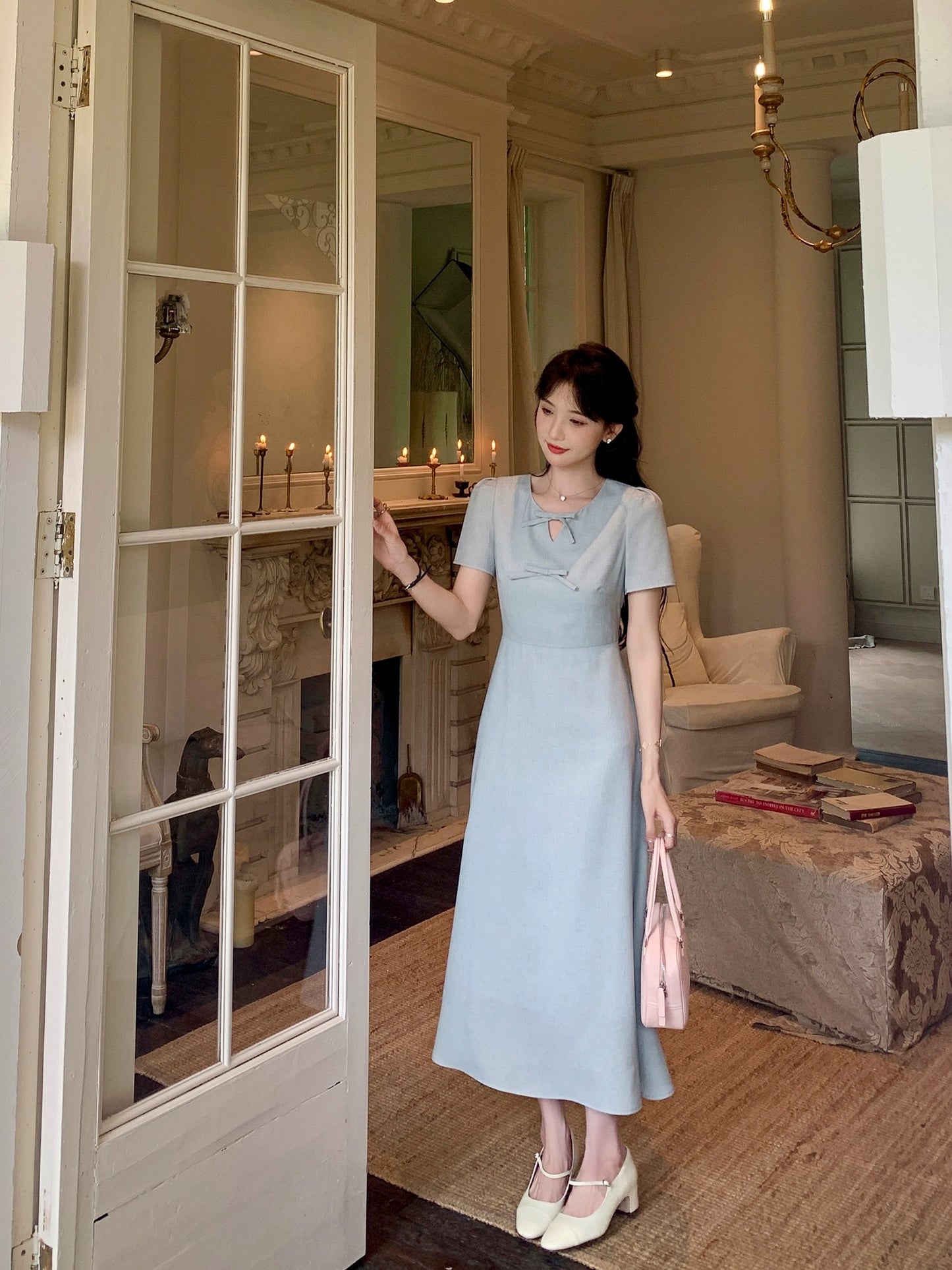 SE A Roast Goose Lady Bird Dress Women's Summer Casual Outing Elegant Light Color Long Dress