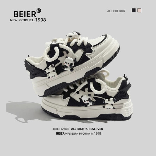 BEIER modified panda white shoes 2024 spring new casual all-match national fashion women's shoes thick-soled ins trendy sneakers