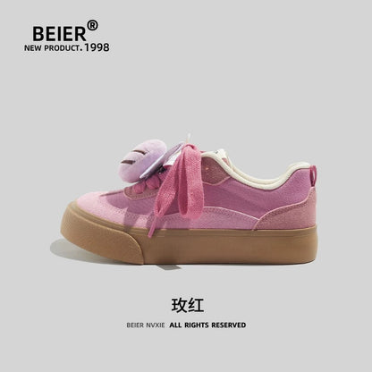 BEIER Dexun Shoes Women's 2024 Summer New Cartoon Bee Cute Women's Shoes Casual Thick Soled Retro Sneakers