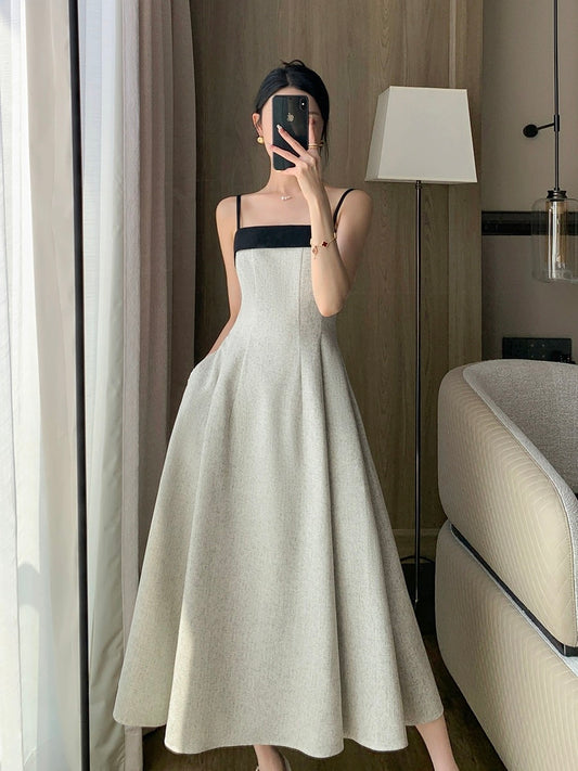 Guoge's suspender dress for women 2024 new summer style French high-end beautiful waist slimming small fragrant long skirt