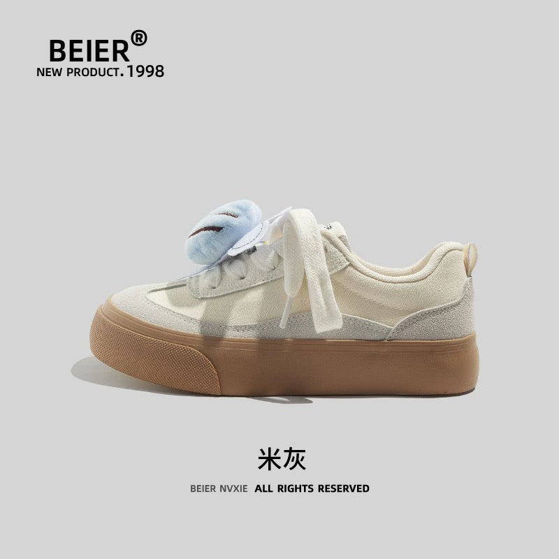 BEIER Dexun Shoes Women's 2024 Summer New Cartoon Bee Cute Women's Shoes Casual Thick Soled Retro Sneakers