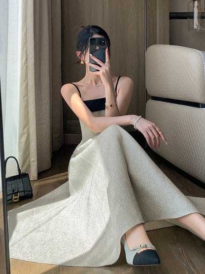 Guoge's suspender dress for women 2024 new summer style French high-end beautiful waist slimming small fragrant long skirt