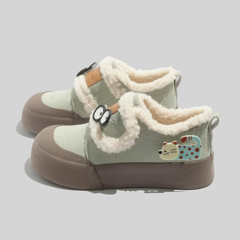 BEIER plus velvet star sneakers niche original winter warm women's shoes 2024 new versatile Velcro cotton shoes