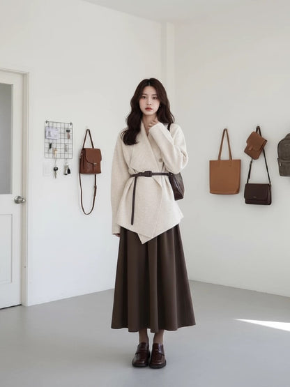2026 Super Hot, Stylish, Unique, and Beautiful Korean Style Minimalist OOTD Outfit for Autumn and Winter - Two-Piece Set for Women
